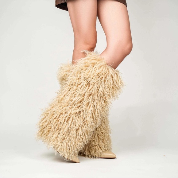Faux Fur Knee-High Boots - Picture 4 of 5
